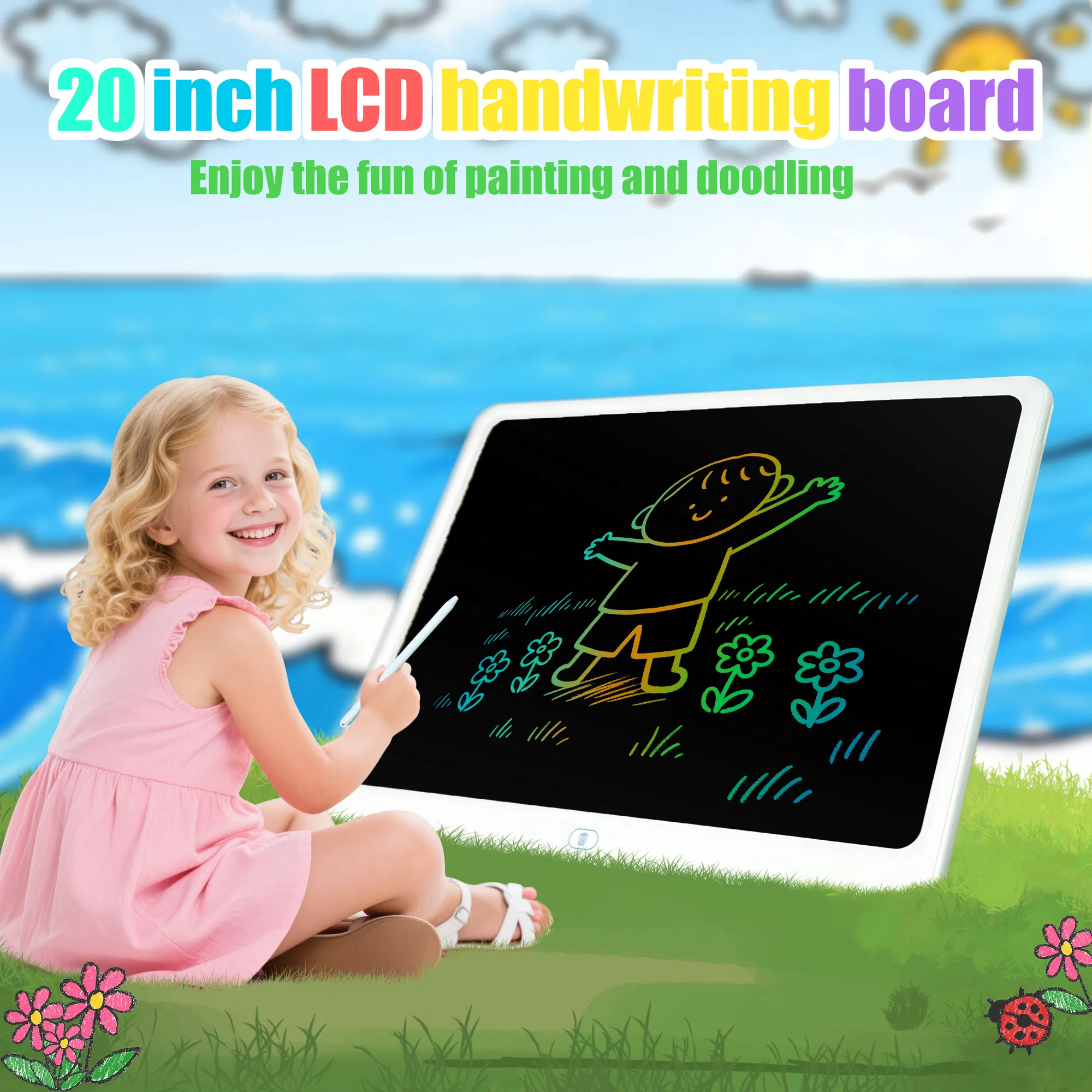 LCD Writing Tablet, Valentines Day Gifts For Kids,20 Inch Colorful Toddler Doodle Board Drawing Tablet, Erasable Reusable Electronic Drawing Pads, Edu